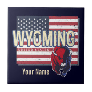 Carreau Wyoming États-Unis Retro State Carte Vintage États