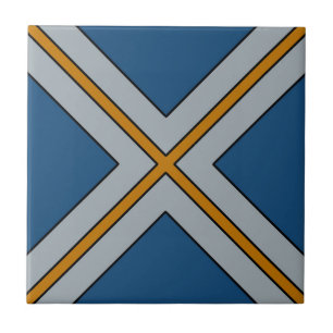 Carreau X en Bleu, gris et jaune