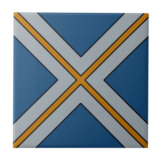 Carreau X en Bleu, gris et jaune (Devant)