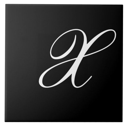 Carreau X Monogramme initial blanc sur noir (Devant)