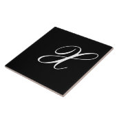 Carreau X Monogramme initial blanc sur noir (Côté)