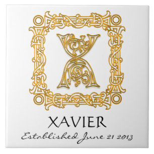 Carreau "X" Nom de famille Mariage Anniversaire Jour Monog