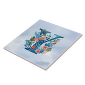 Carreau Y monogramme beau design floral (Côté)