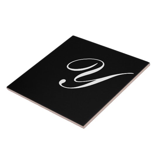 Carreau Y Monogramme initial blanc sur noir (Côté)