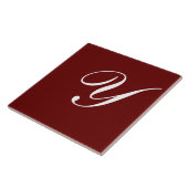 Carreau Y Monogramme initial blanc sur rouge foncé (Côté)