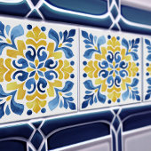 Carreau Yellow Fleur-de-Lis Azulejo Print