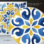 Carreau Yellow Fleur-de-Lis Azulejo Print