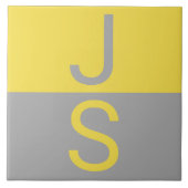 Carreau Yellow & Grey Modern Initials monogram (Devant)