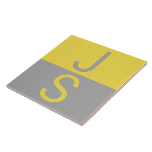 Carreau Yellow & Grey Modern Initials monogram (Côté)