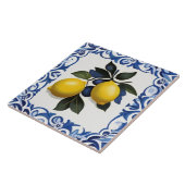 Carreau Yellow Lemons with Blue and White Border (Côté)