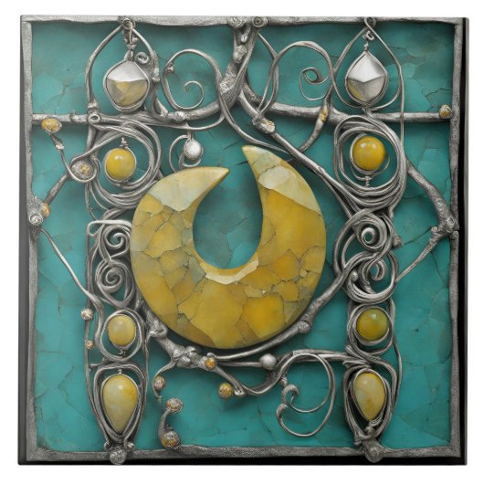 Carreau Yellow Marble Metal Art Sculptured (Devant)