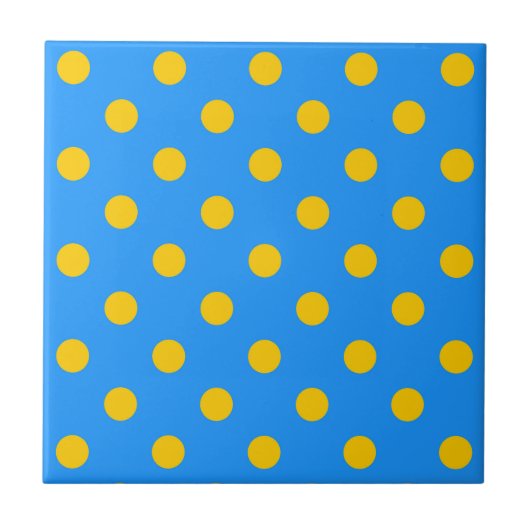 Carreau Yellow On Blue Polka Dots Pattern Design (Devant)