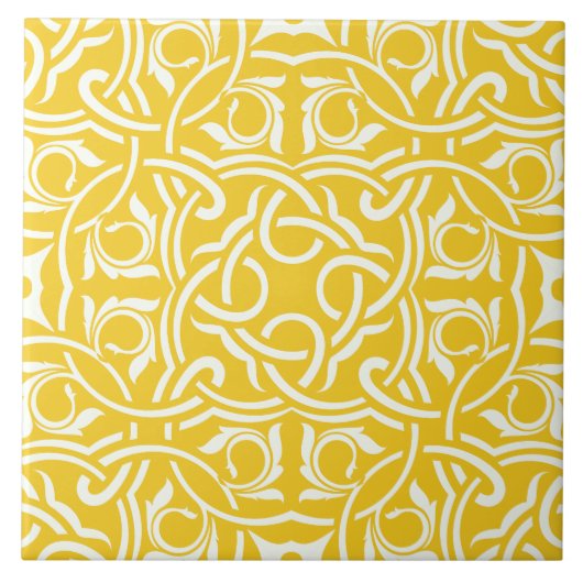 Carreau Yellow &white elegant intricate floral pattern (Devant)