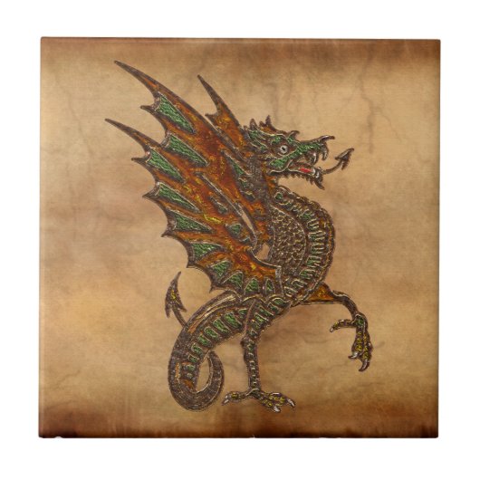 Carreau Yes Old Medieval Dragon Design (Devant)