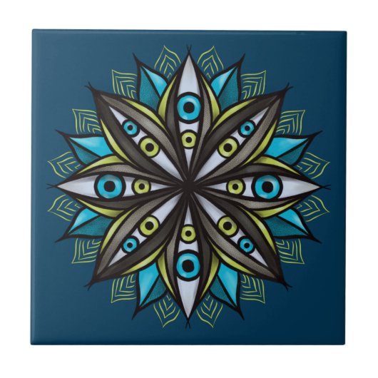 Carreau Yeux psychédéliques Double Iris Fleur Mandala Horr (Devant)