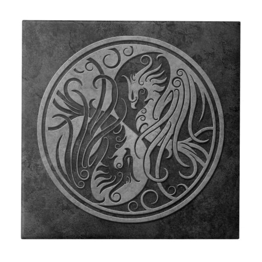 Carreau Yin en pierre foncé Yang Phoenix (Devant)