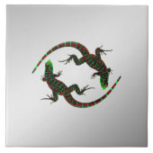 Carreau Yin Yang Lizards Argent (Devant)