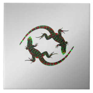 Carreau Yin Yang Lizards Argent
