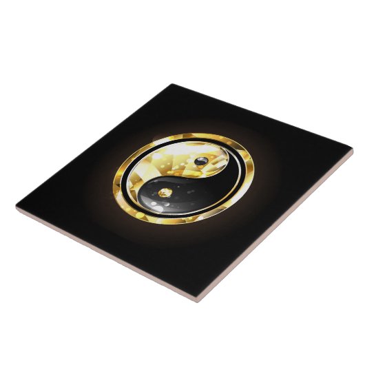 Carreau Yin Yang or sur noir (Côté)