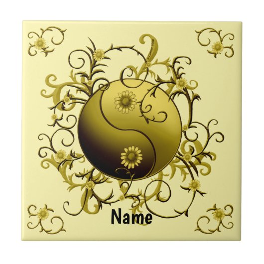 Carreau Yin Yang Tribal Jaune (Devant)
