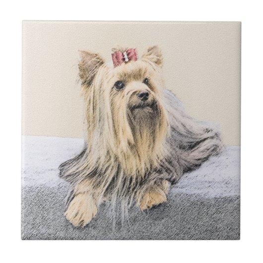 Carreau Yorkshire Terrier Peinture - Cute Original Chien A (Devant)