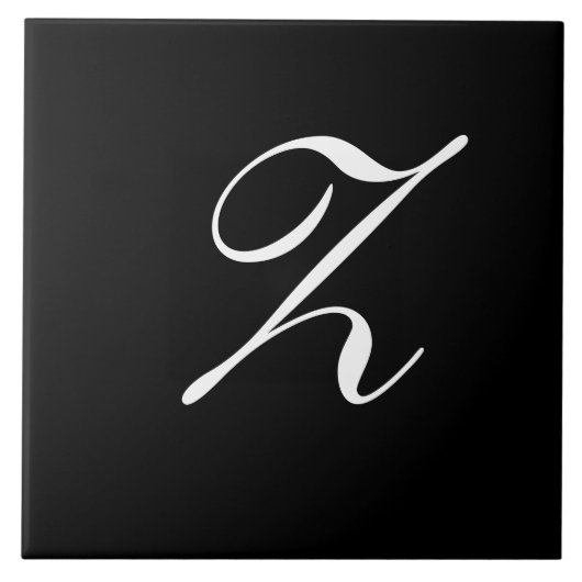 Carreau Z Monogramme initial blanc sur noir (Devant)