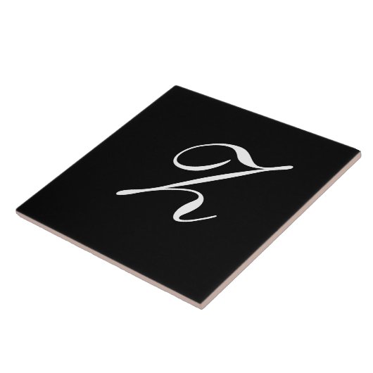 Carreau Z Monogramme initial blanc sur noir (Côté)