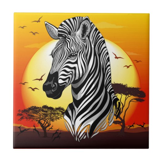 Carreau Zebra African Savanna Wild Animal (Devant)
