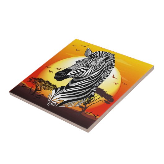 Carreau Zebra African Savanna Wild Animal (Côté)