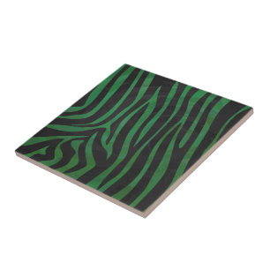 Carreau Zebra Black et Green Print