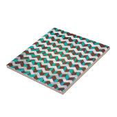Carreau Zebra Chevron Impression Brown et Turquoise (Côté)