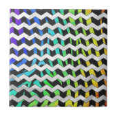 Carreau Zebra Chevron noir et arc-en-ciel (Devant)