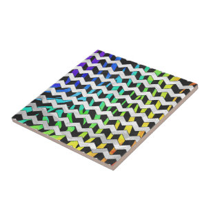 Carreau Zebra Chevron noir et arc-en-ciel