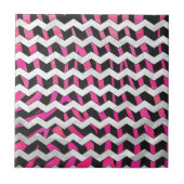 Carreau Zebra Chevron noir et rose chaud (Devant)