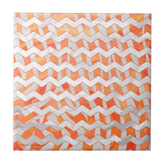 Carreau Zebra Chevron orange et blanc (Devant)