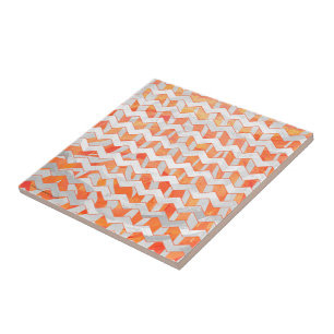 Carreau Zebra Chevron orange et blanc