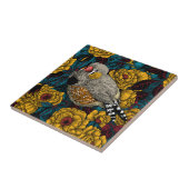 Carreau Zebra finch et buisson rose (Côté)