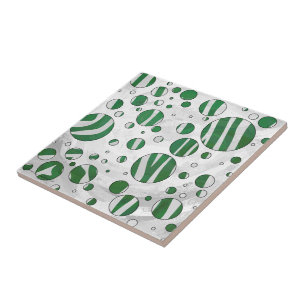Carreau Zebra Green et White Polka Dot