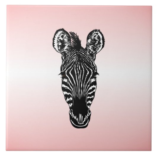 Carreau Zebra Head on Pink (Devant)