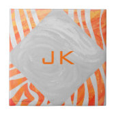 Carreau Zebra Monogram orange et blanc (Devant)