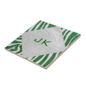 Carreau Zebra Monogramme Vert et Blanc Impression (Côté)