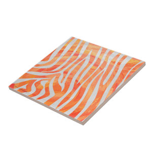 Carreau Zebra Orange and White Print