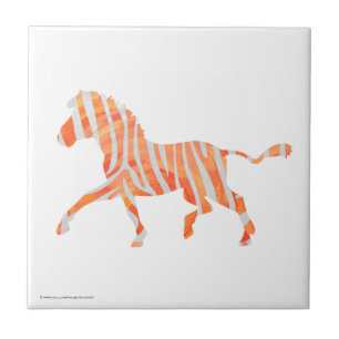 Carreau Zebra Orange et Silhouette blanche