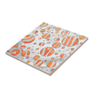 Carreau Zebra Orange et White Polka Dot