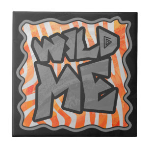 Carreau Zebra Orange et White Wild Me