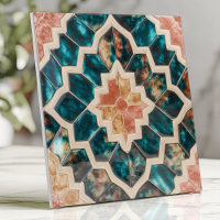Zellige Marocain Sarcelle Profonde et Corail