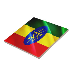 Carreau zET002 ETHIOPIE, Drapeau de vague, Afrique,