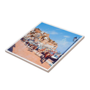 Carreau zGR004 HYDRA - mules au port - Grèce -