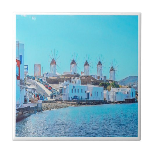 Carreau zGR017 MYKONOS - Vue mer, Grèce, (Devant)