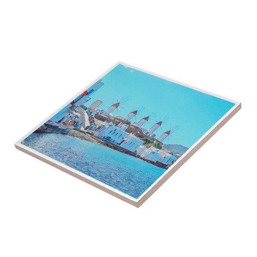 Carreau zGR017 MYKONOS - Vue mer, Grèce, (Côté)